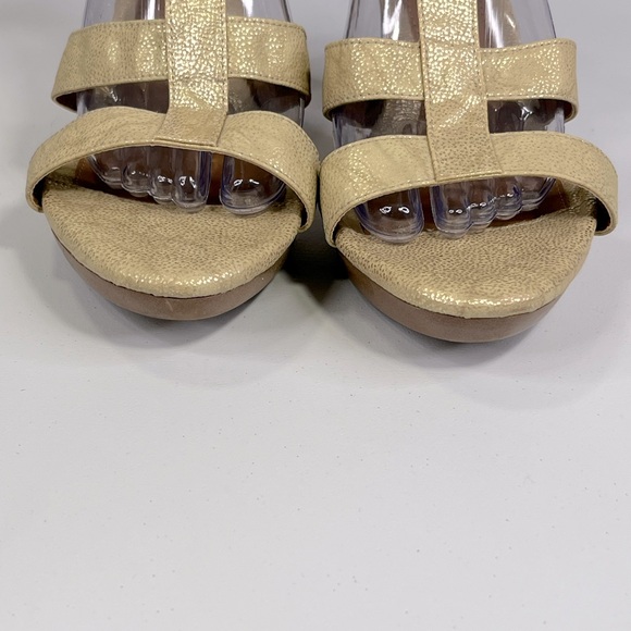 AVENUE Chrissy Vegan Leather Strappy Heels Gold-9W - Picture 5 of 9